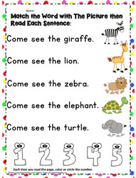 come  - sight word match